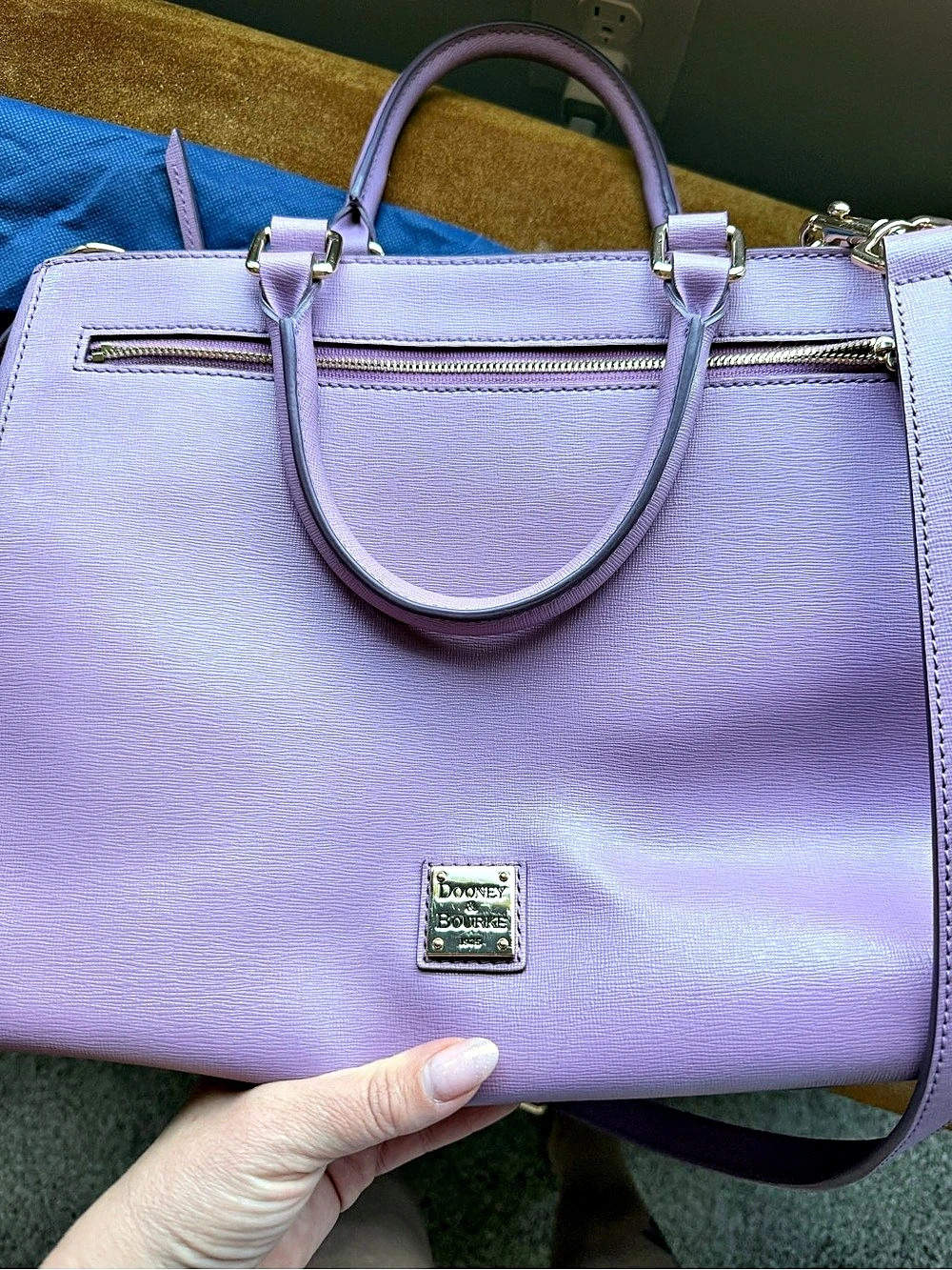 Dooney & Bourke Saffiano large Zip Satchel Purple